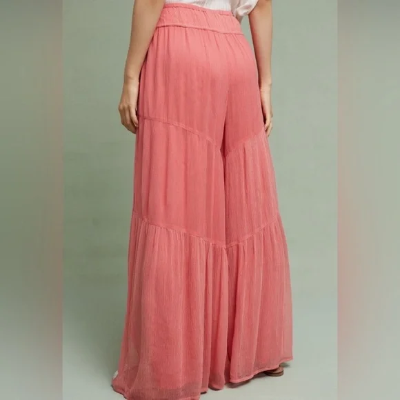 Anthropologie elevenses pink palazzo pant size L - Picture 2 of 6
